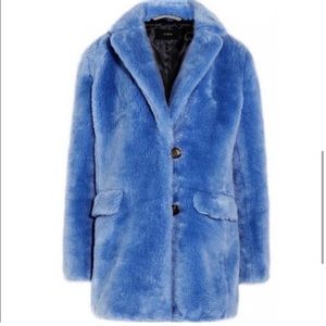 blue furry j crew coat size xl